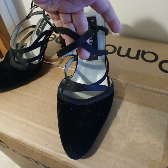 UNLISTED Velvet Black High Heels 5.5 Cuban Strappy sling back Formal Sexy! - Picture 7 of 11